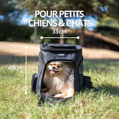 Sac à Dos de Transport Extensible pour petit chien | Laisse de sécurité, 3 entrées, Poches Accessoires, Tapis
