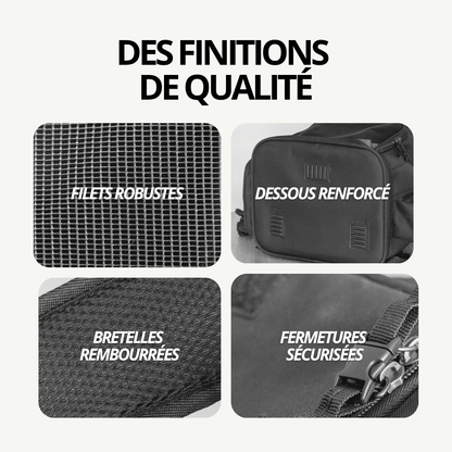 Sac à Dos de Transport Extensible pour petit chien | Laisse de sécurité, 3 entrées, Poches Accessoires, Tapis